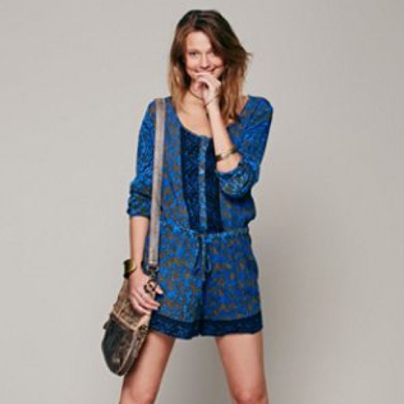 Free People Pants - Free People Blue Resort Romper | S
